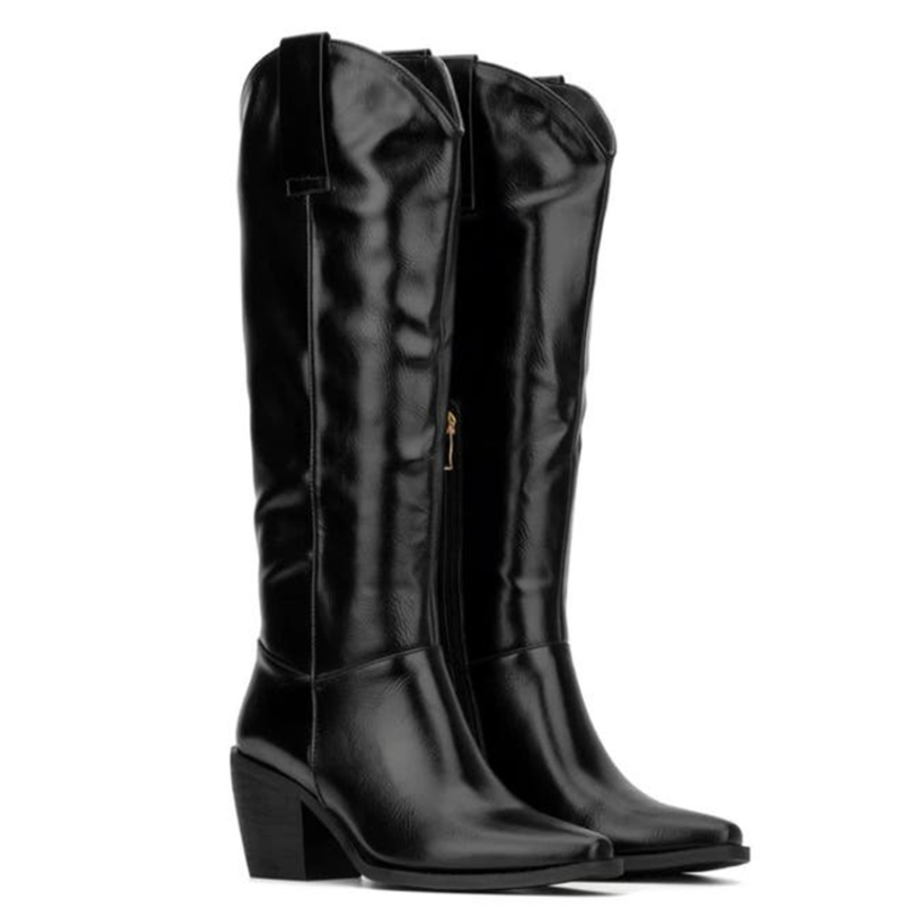TORGEIS New York Womens Size 7 Arizona Knee High Faux Leather Black Boots